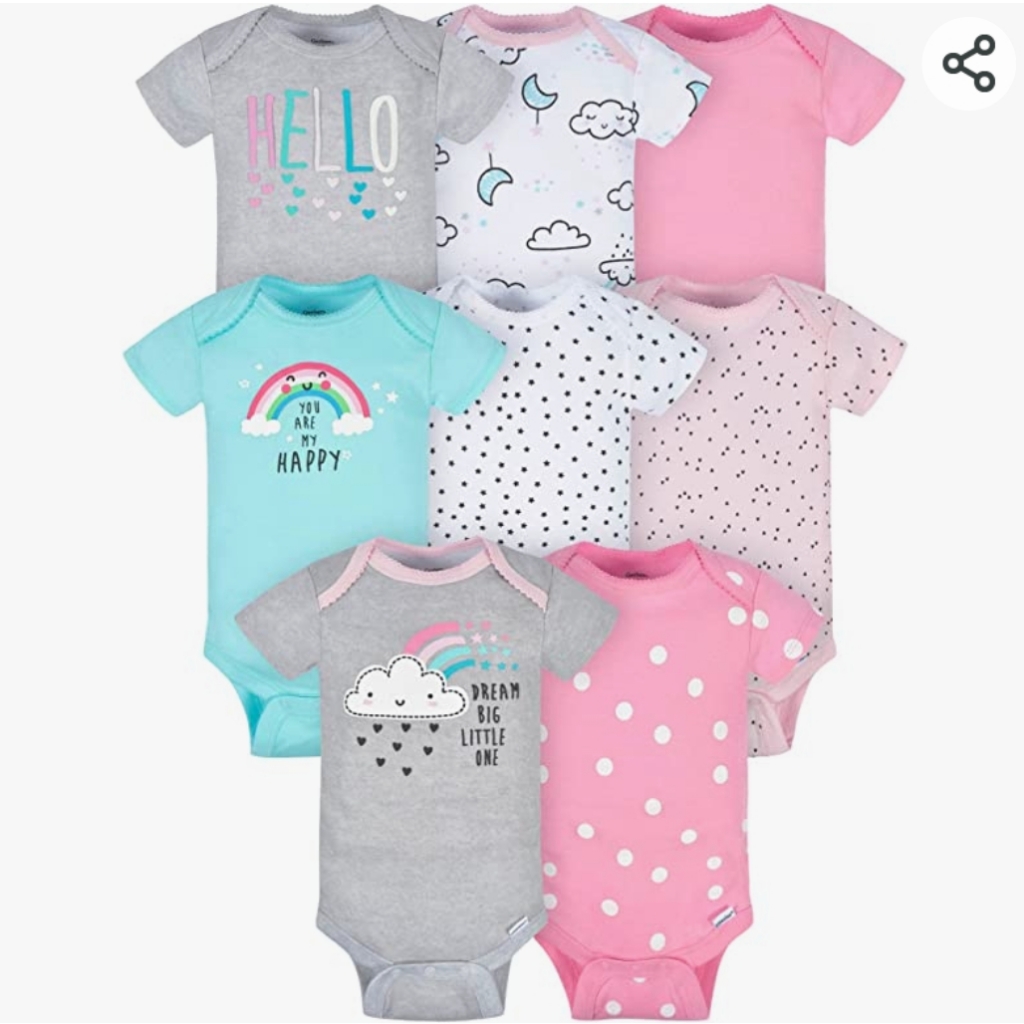 Gerber Baby-Girls 8-Pack Short Sleeve Onesies Bodysuits